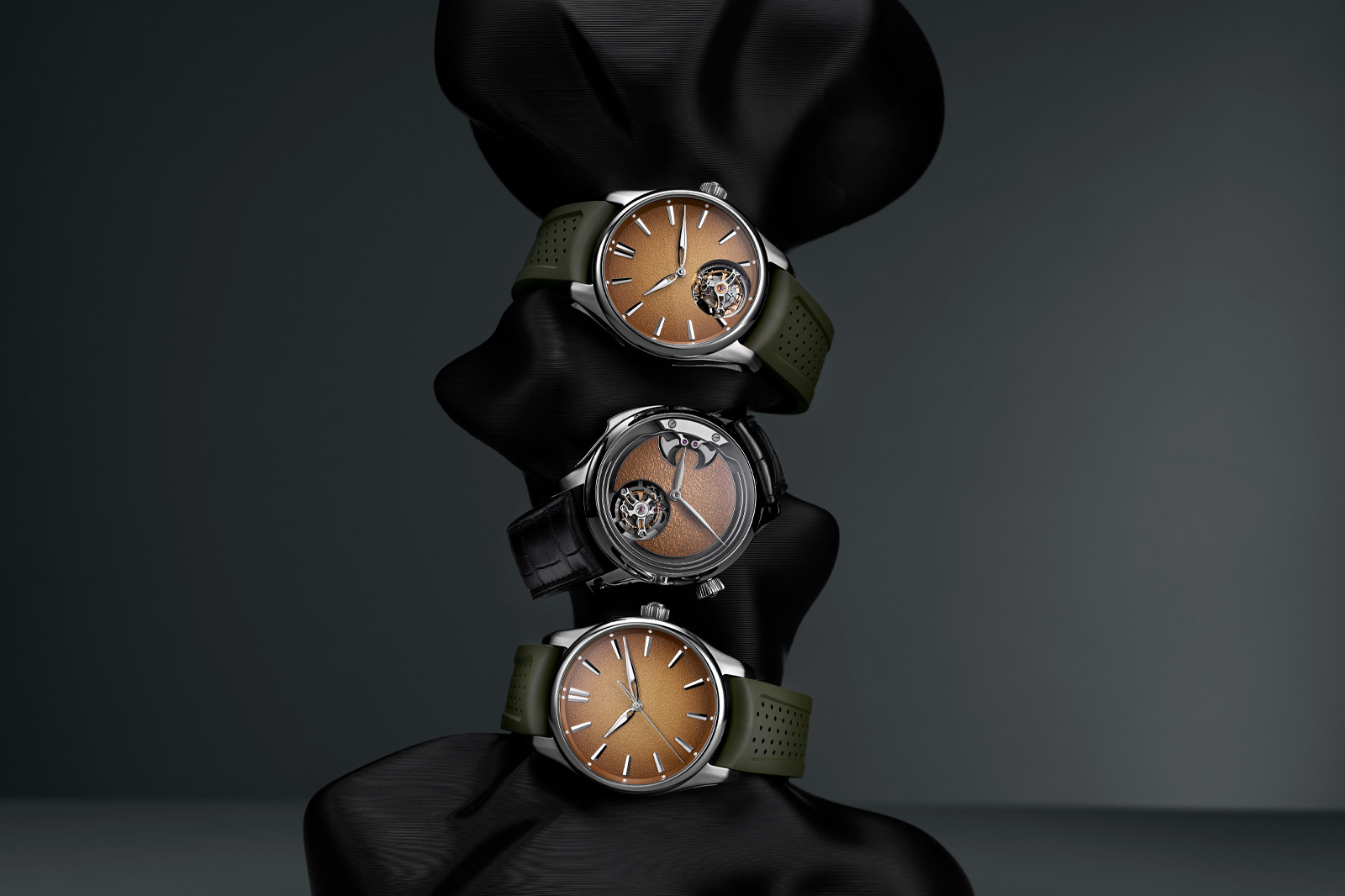 H. Moser & Cie. Launch Bucherer Exclusive Pioneer and Endeavour Trilogy in Amber-Sand