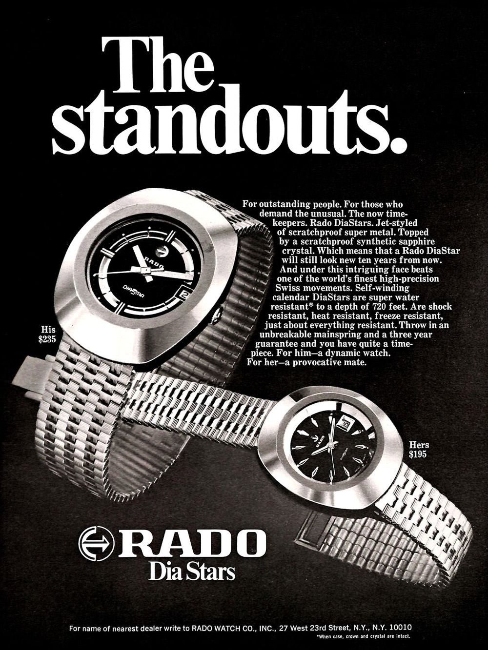 Rado DiaStar ad 1969