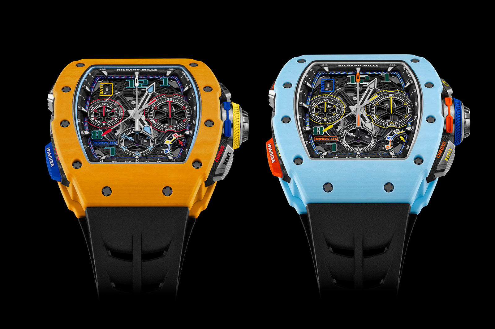 Richard Mille Release Summer RM 65-01 in Pastel Blue and Dark Yellow