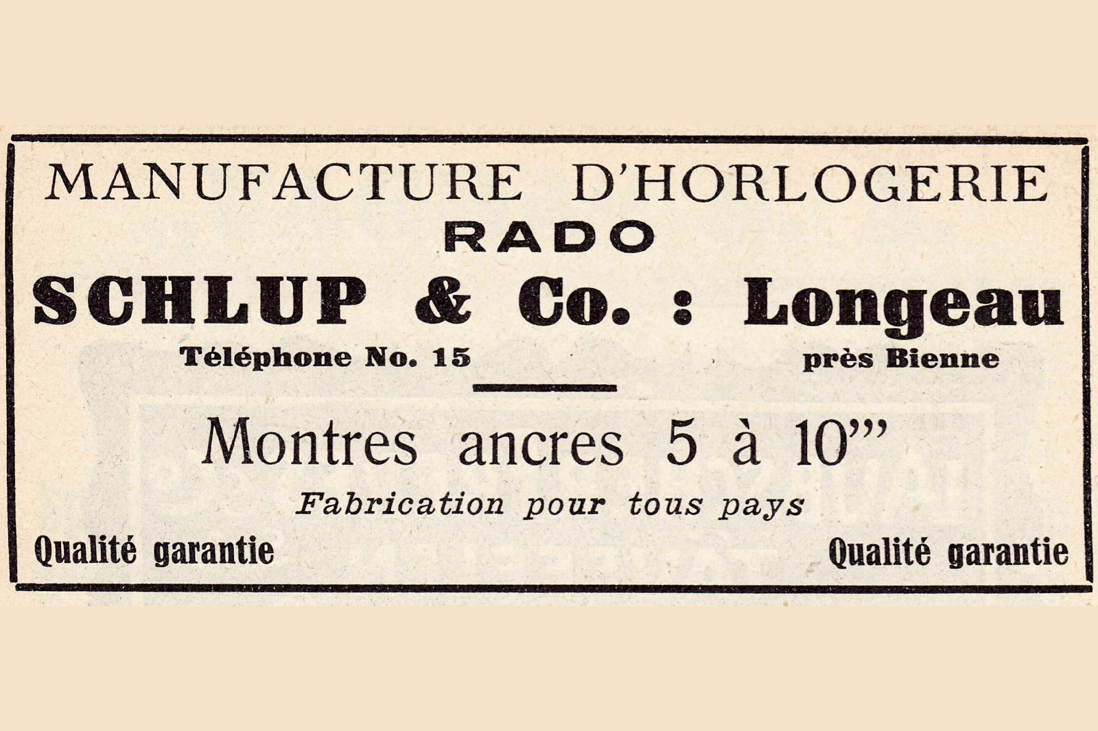 Schlup and Co Historical Advert